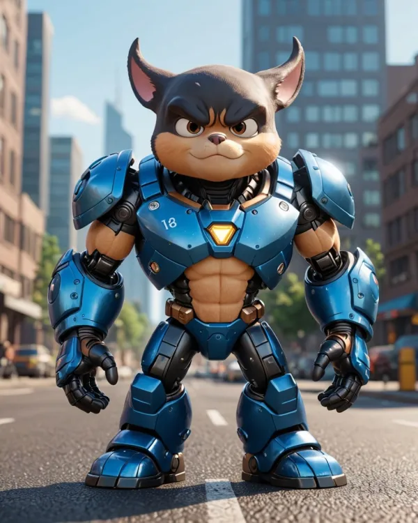 Azure Cat Warrior Sentinel