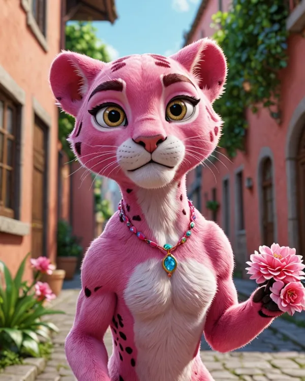Cobblestone Rose in Pink Cat's Hand