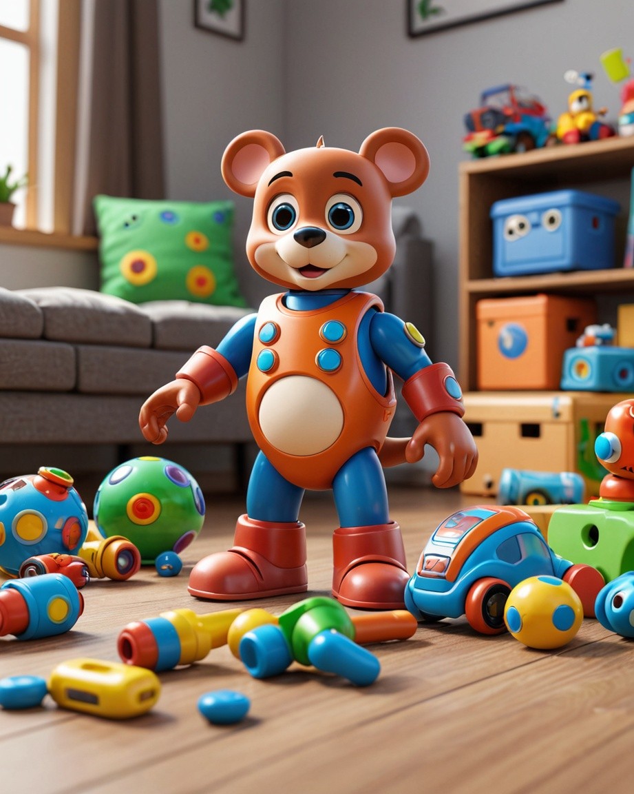 Playful Robot Mouse in Sunlit Room