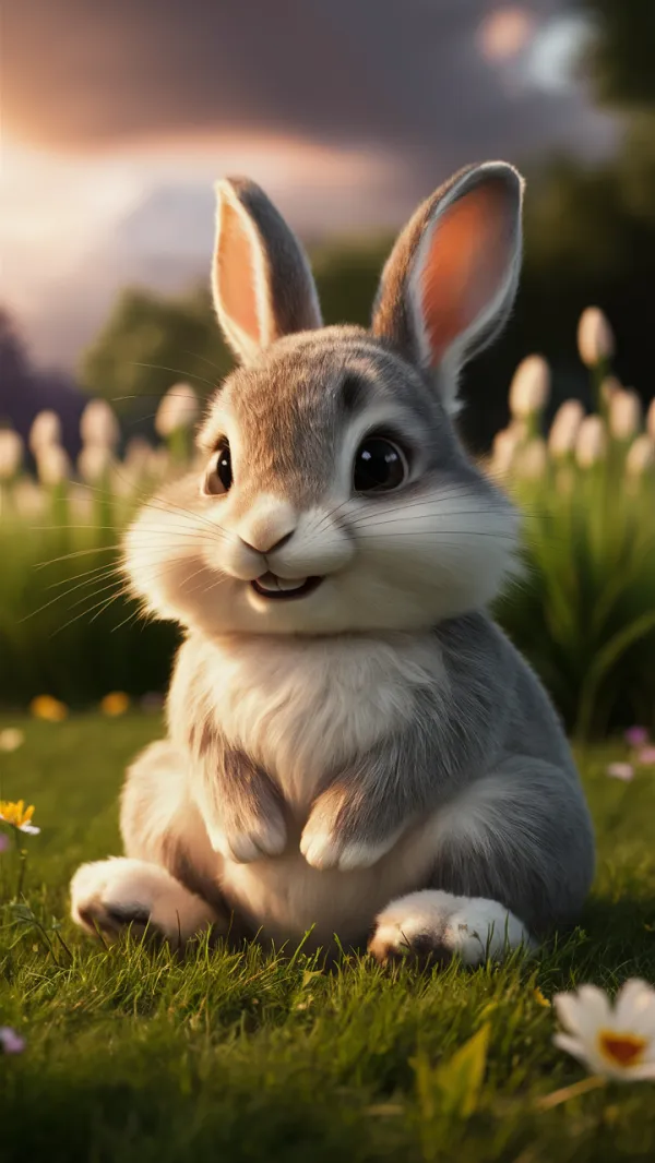 Radiant Bunny in Meadow