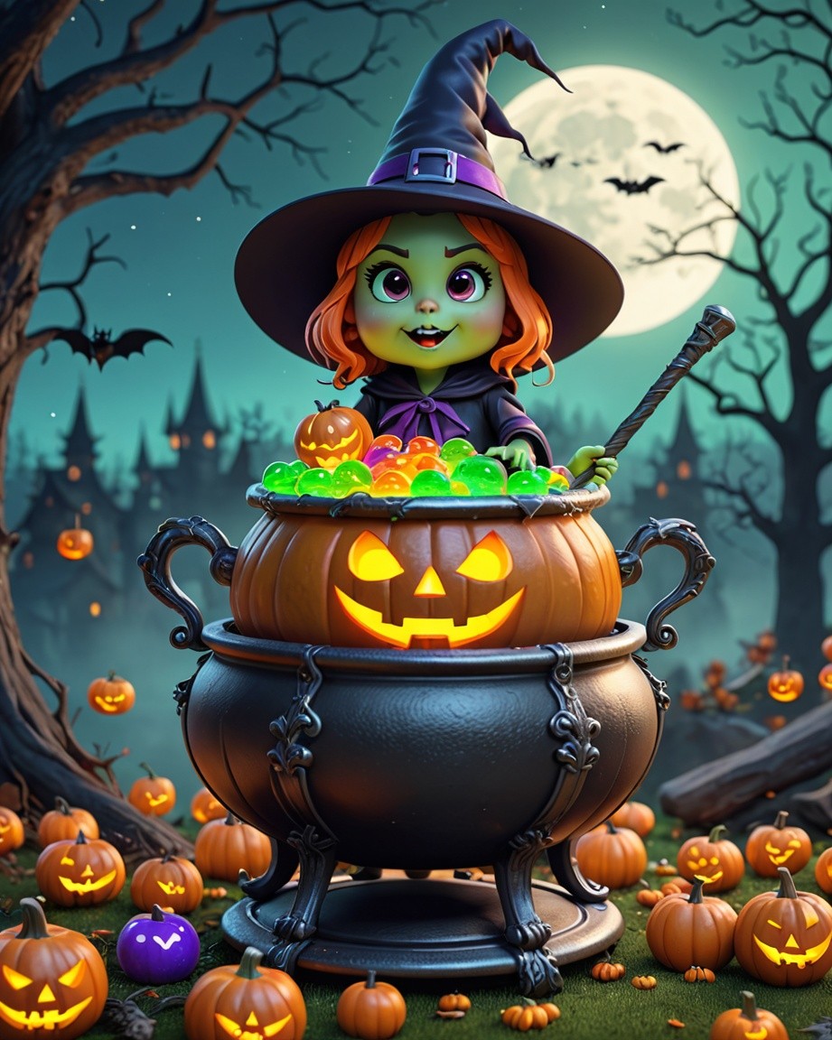 Glowing Halloween Witch's Cauldron
