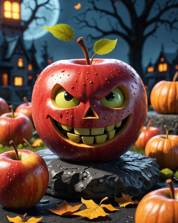 Glowing Apple Halloween Night