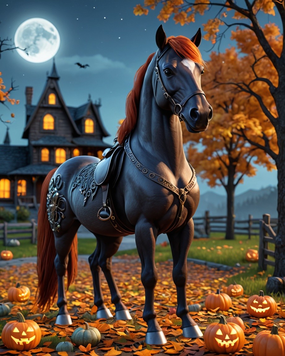 Gilded Autumn Moonlit Steed