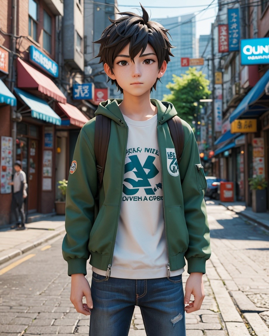 Sunlit City Street Youth