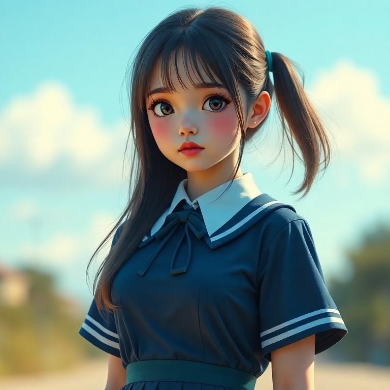 Sunlit Schoolgirl Serenity