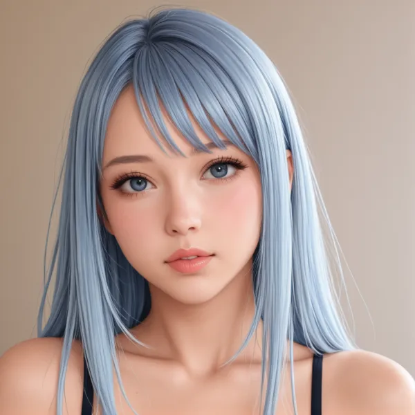 Calm Azure Hair Portrait