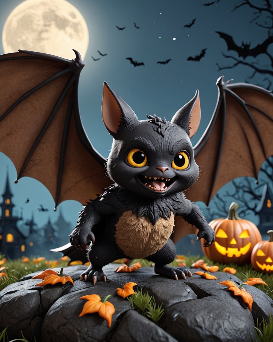 Whimsical Moonlit Bat Sprite