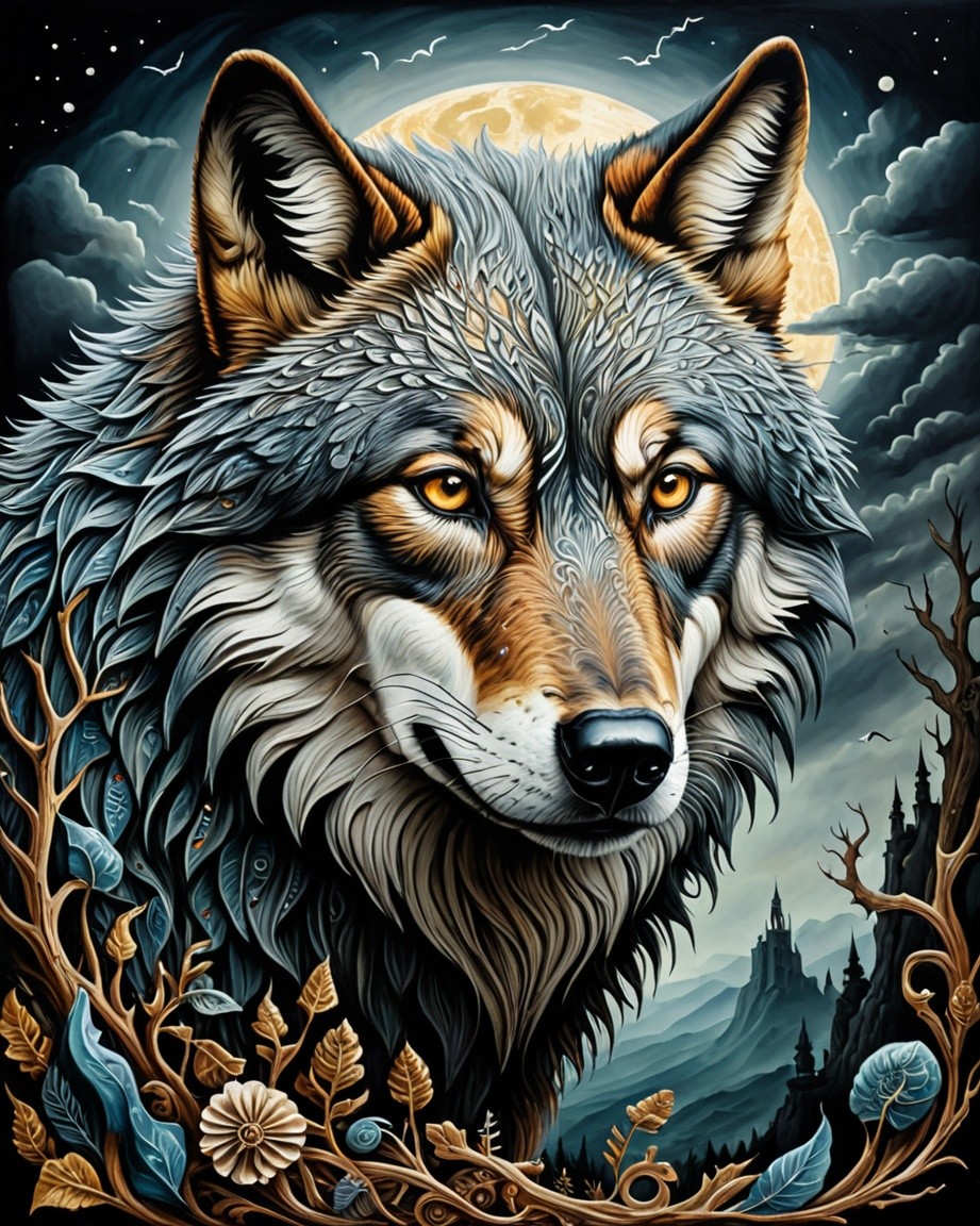 Mystic Wolf Beneath the Moon