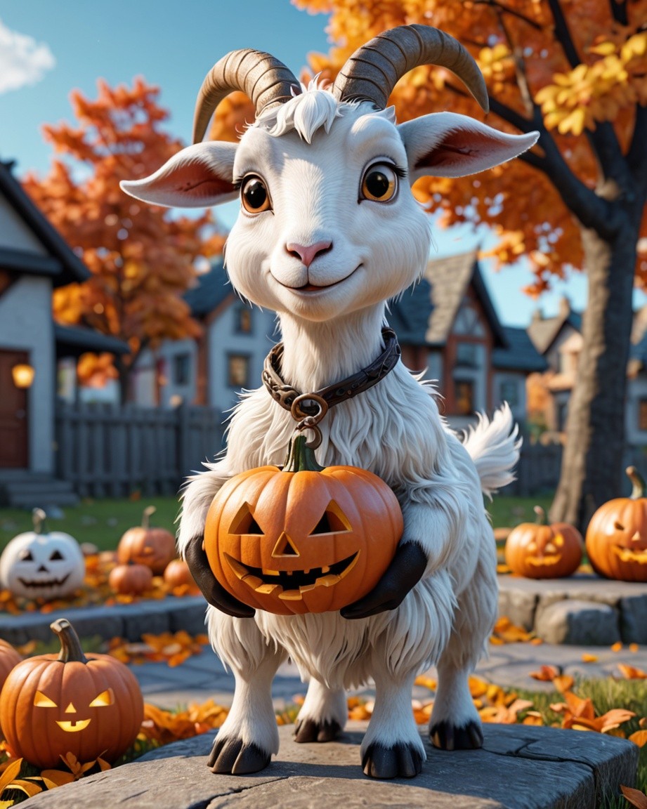 Autumn Goat & Pumpkin Smiles