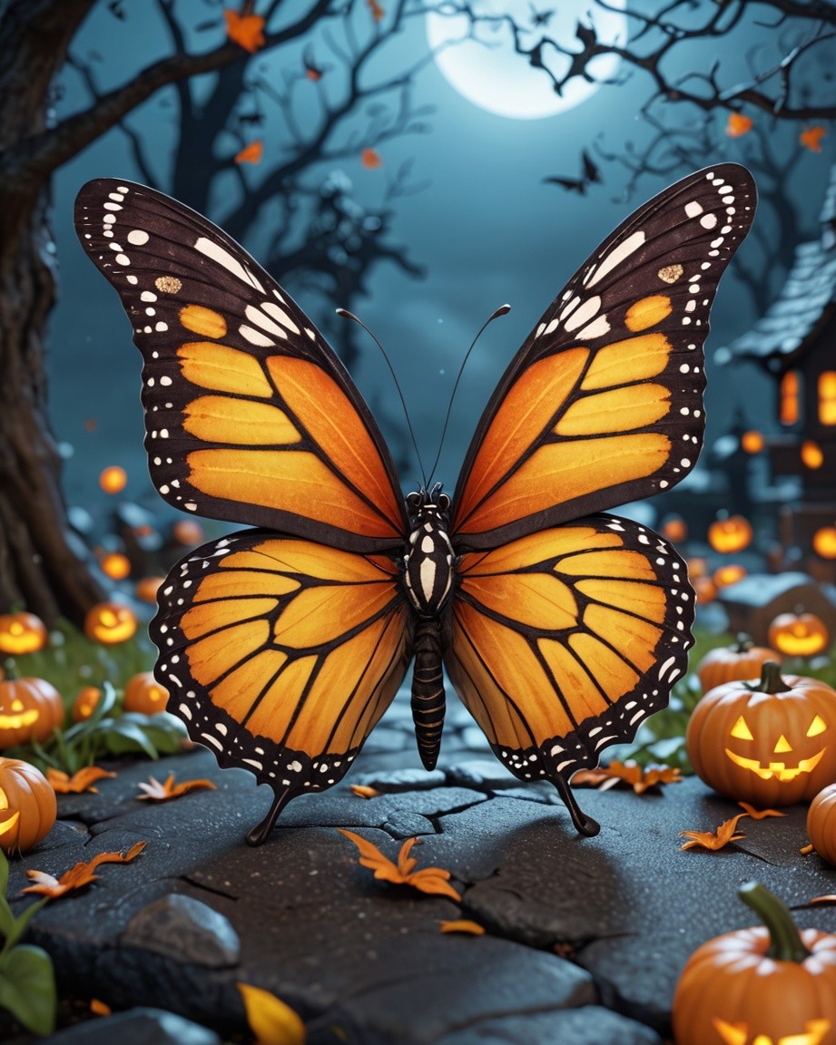 Glowing Halloween Butterfly Night
