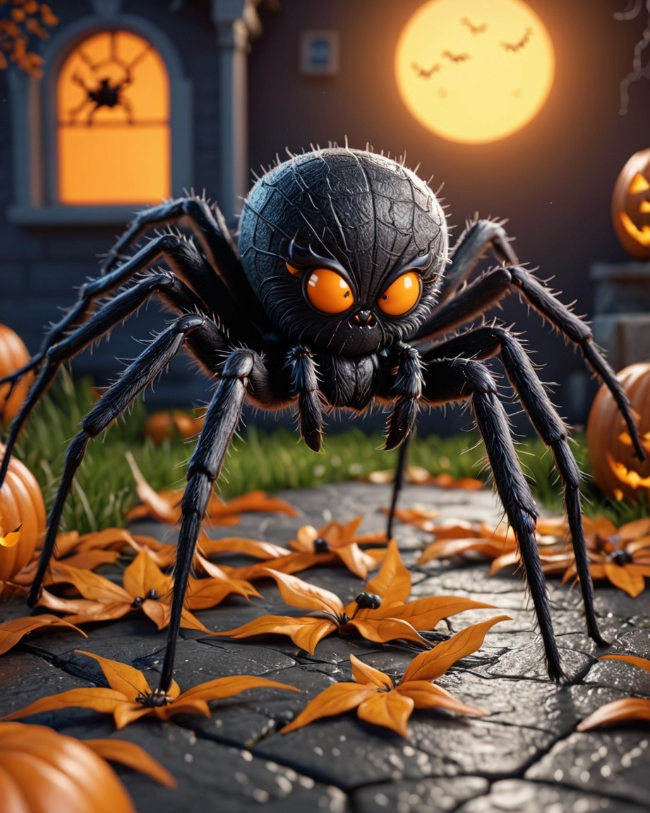 Mystical Spider in Pumpkin Glow