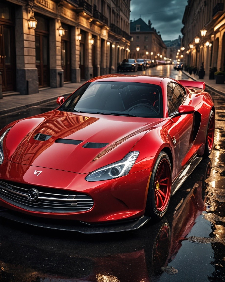 Rain-Kissed Speed in Evening Light