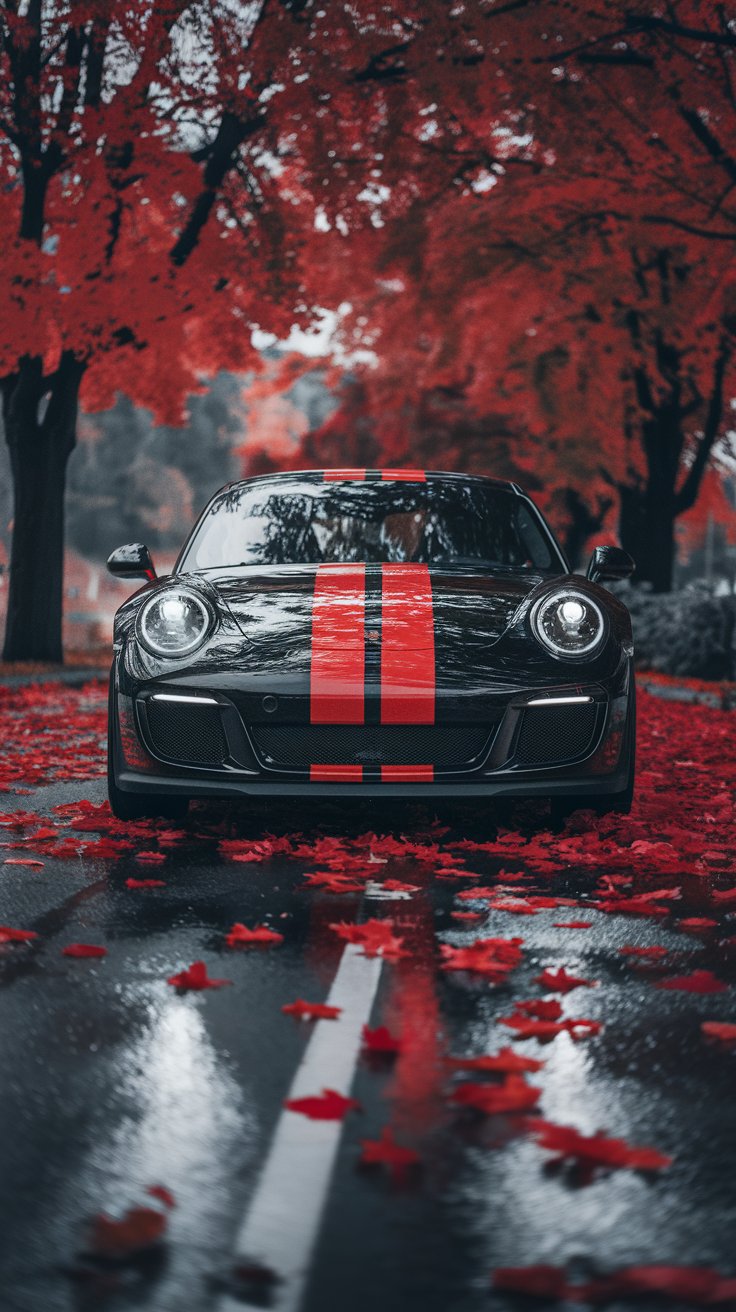 Autumn Rain Sports Car