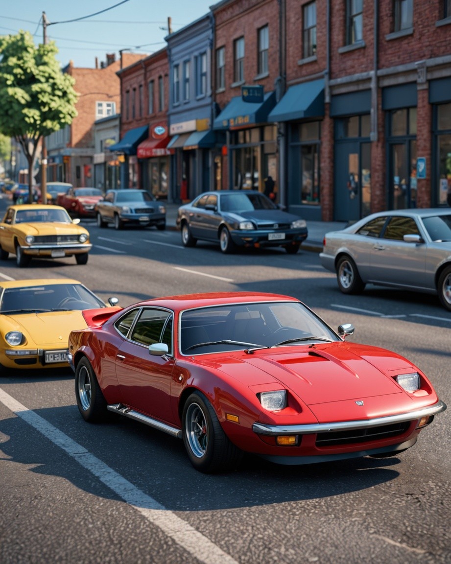 Sunlit Vintage Streetscape