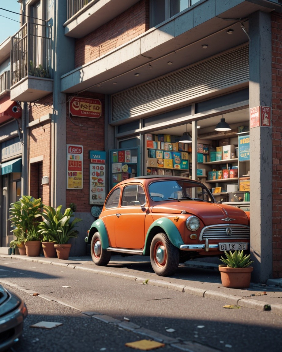 Sunlit Street Car Charm