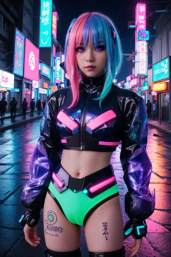 Cyberpunk Neon Street Cosplay