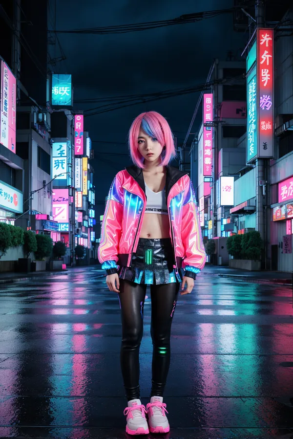 Neon Night City Streets