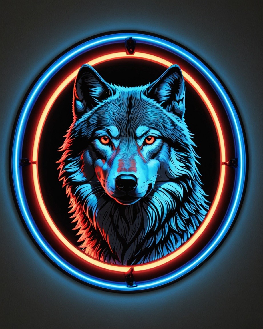 Neon Wolf's Silent Vigil