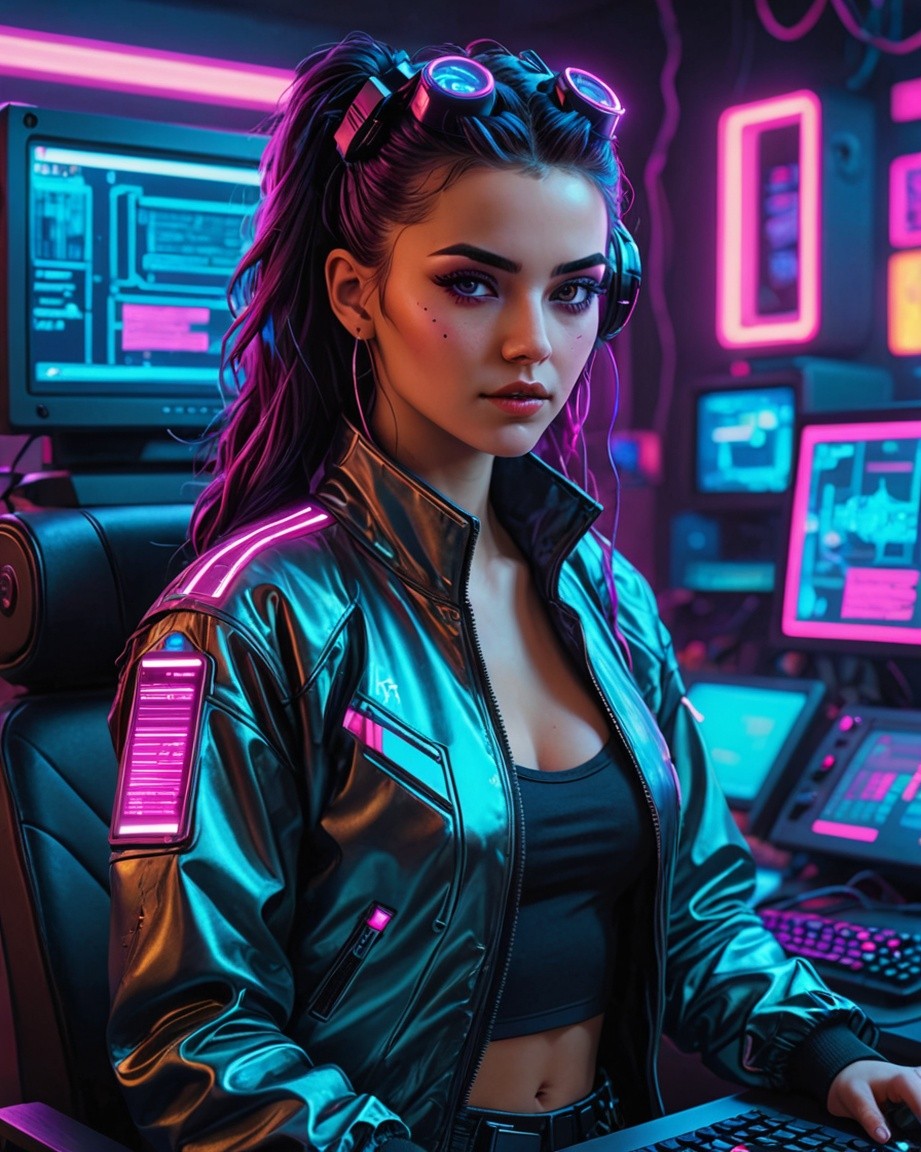 Neon Cybernetic Muse