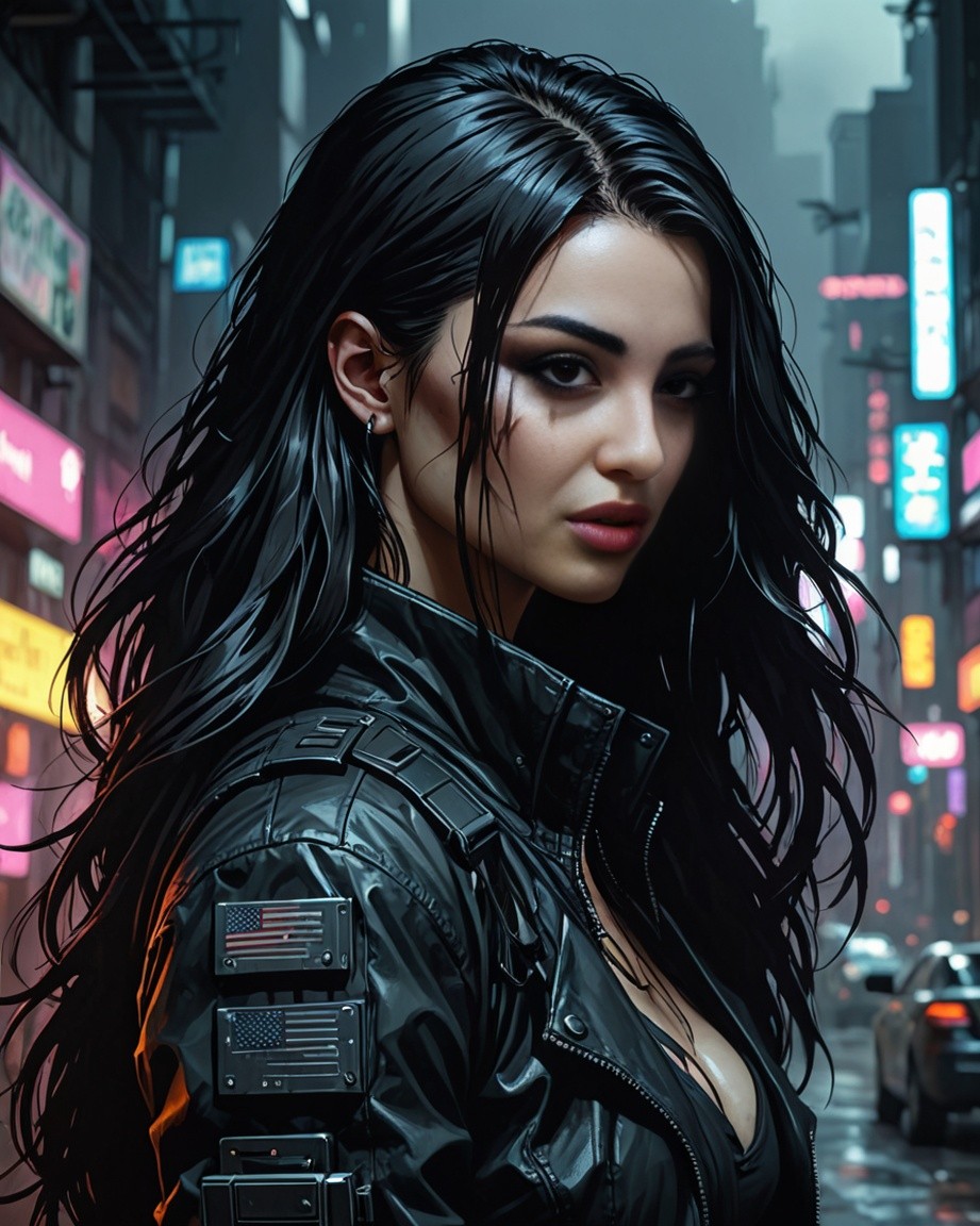 Neon Rain Cyberpunk Muse