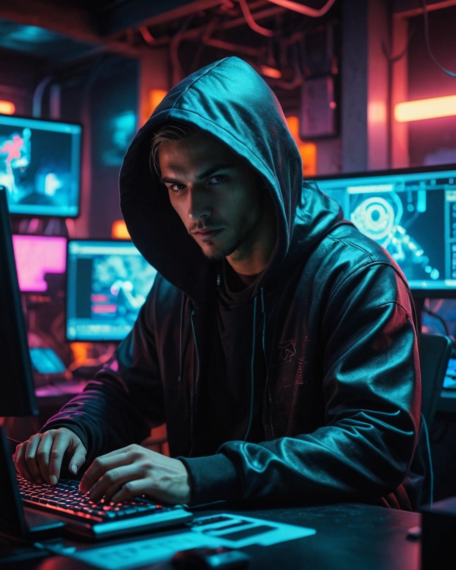 Neon-Backlit Hacker Vigil
