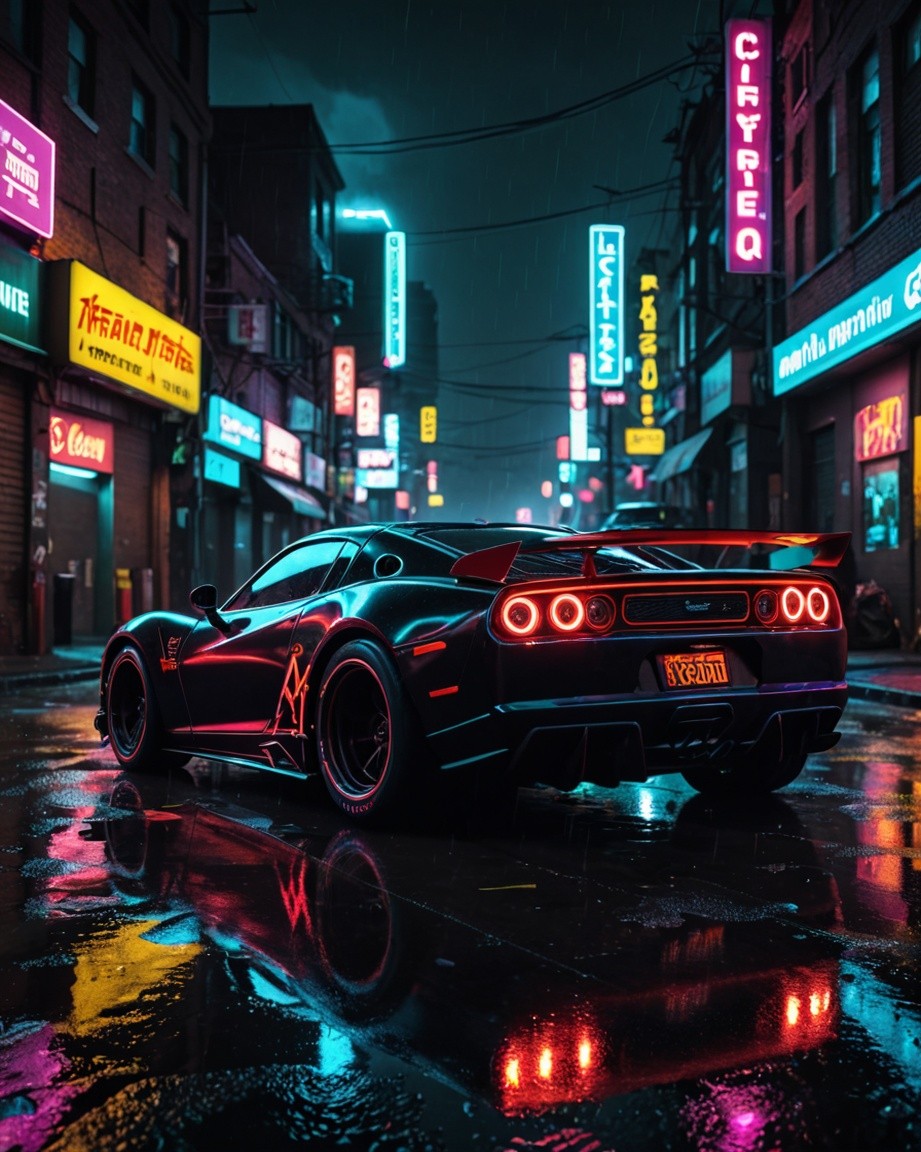 Neon Rain Cyber Alley
