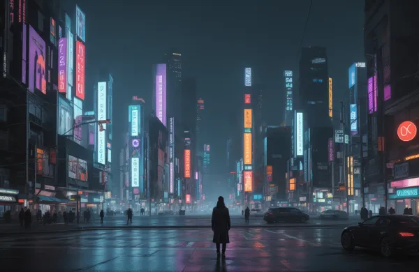 Neon Rain City Solitude