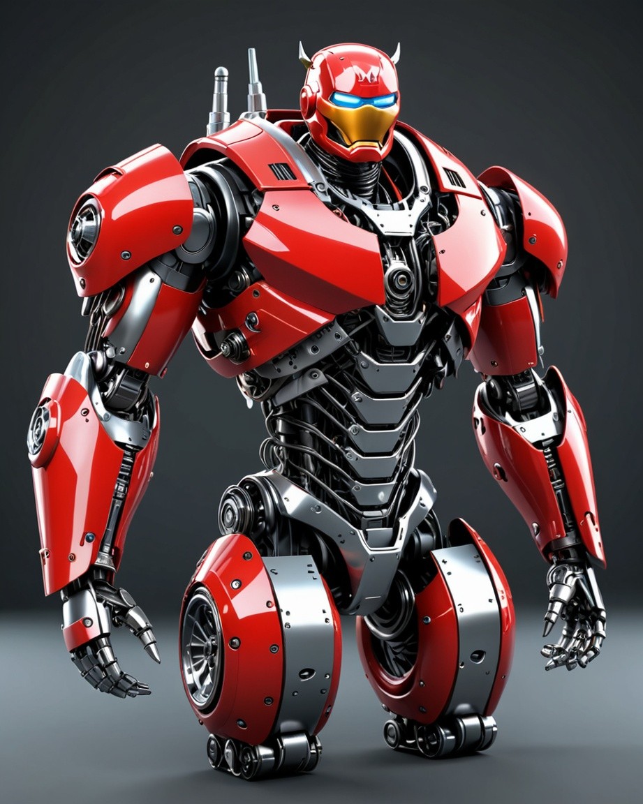 Crimson Cybernetic Sentinel