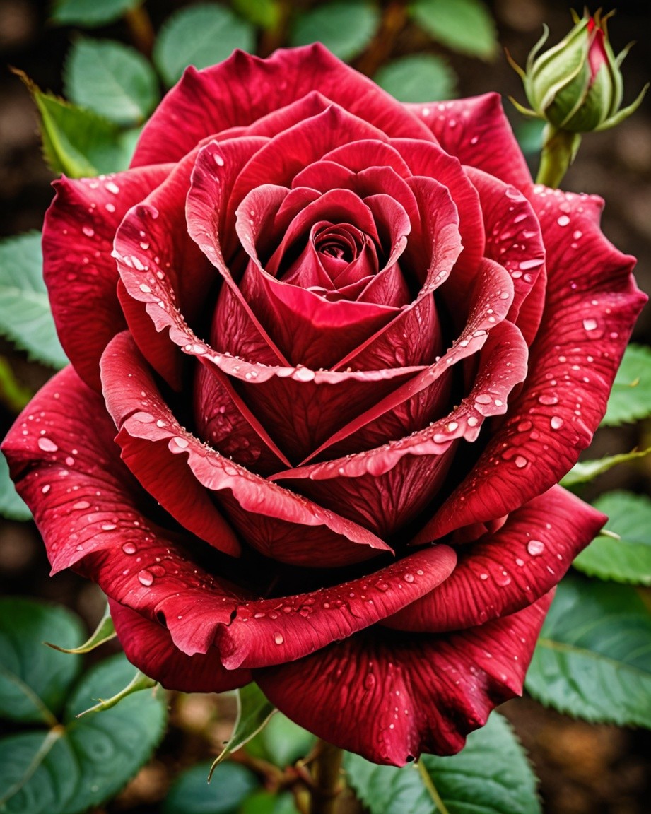 Dew-Kissed Crimson Rose