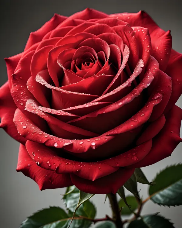 Crimson Dew-Kissed Rose