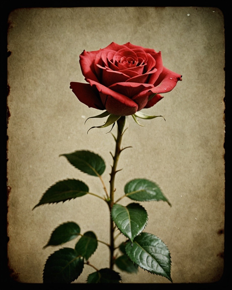 Vibrant Rose on Vintage Canvas