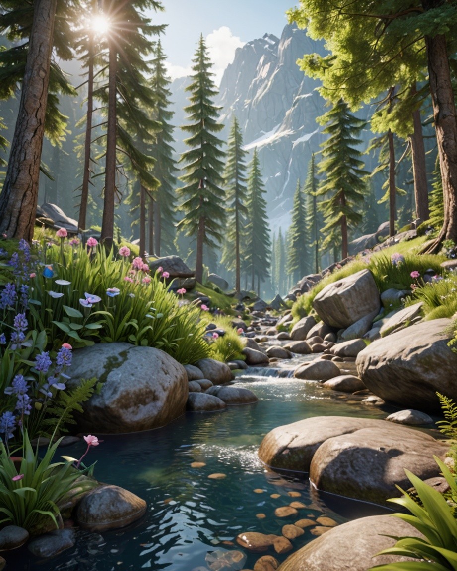 Golden Forest River Dawn