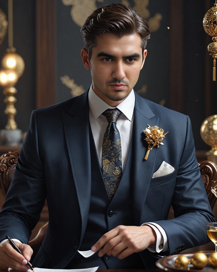 Elegant Corporate Portrait in Gold Tones