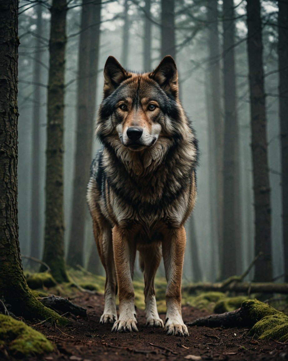 Misty Forest Wolf Gaze