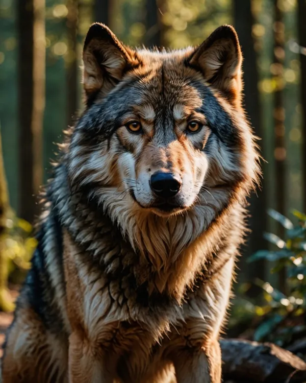 Forest Wolf in Golden Light