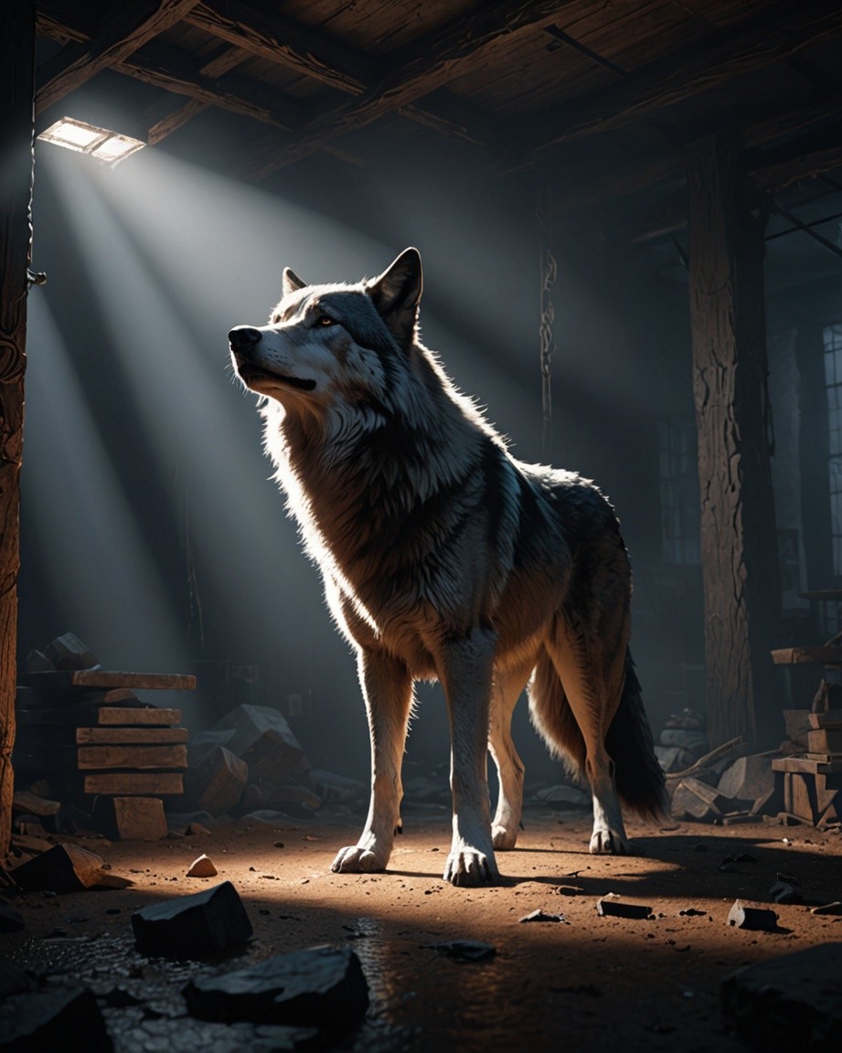 Rustic Beam Wolf Vigil
