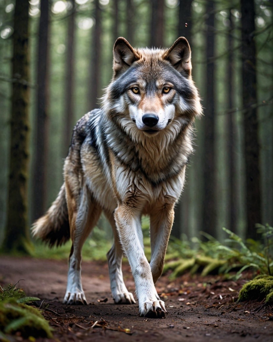 Misty Forest Wolf Stroll