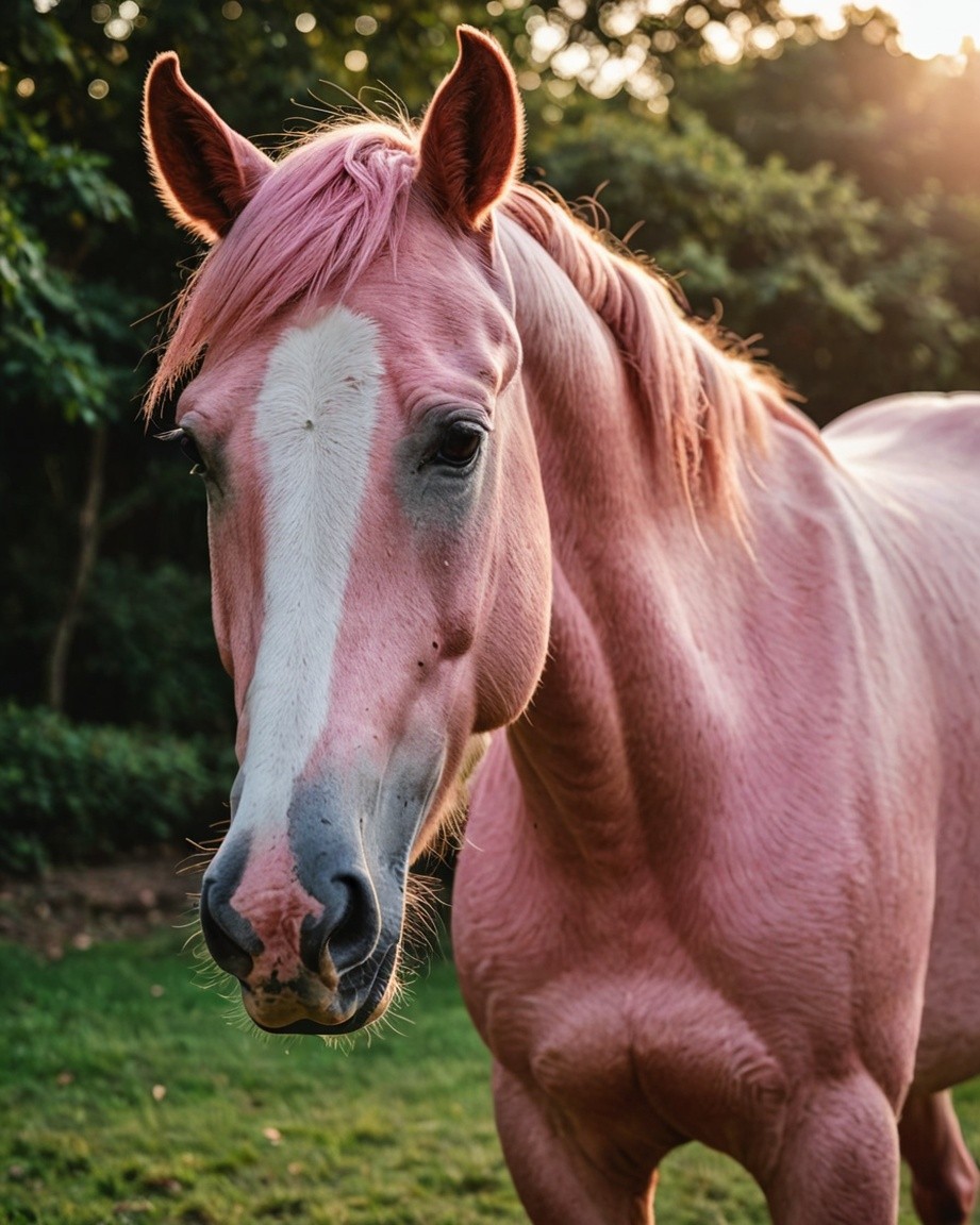 Pink-Hued Equine Serenity