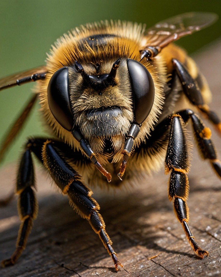Golden Bee's Sunlit Gaze