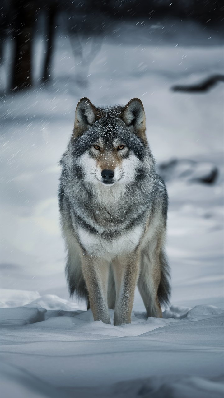 Frosty Wolf in Silent Snow