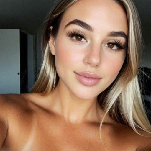Close-up Photorealistic Portrait of a Woman with Long Blonde Hair, Natural Makeup, and Soft Lighting in an Indoor Setting for Beauty and Fashion Inspiration