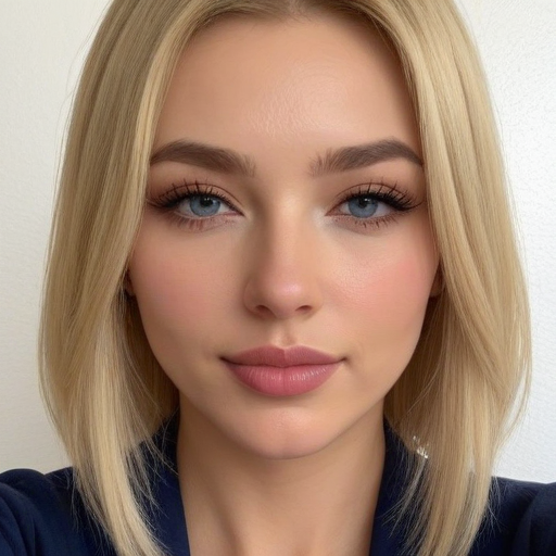 Stunning Photorealistic Portrait of a Woman with Long Blonde Hair, Elegant Makeup, and Soft Lighting for Fashion and Beauty Inspiration