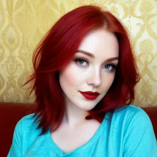 Crimson Hair in Golden Light