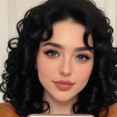 Curling Blue-Eyed Beauty