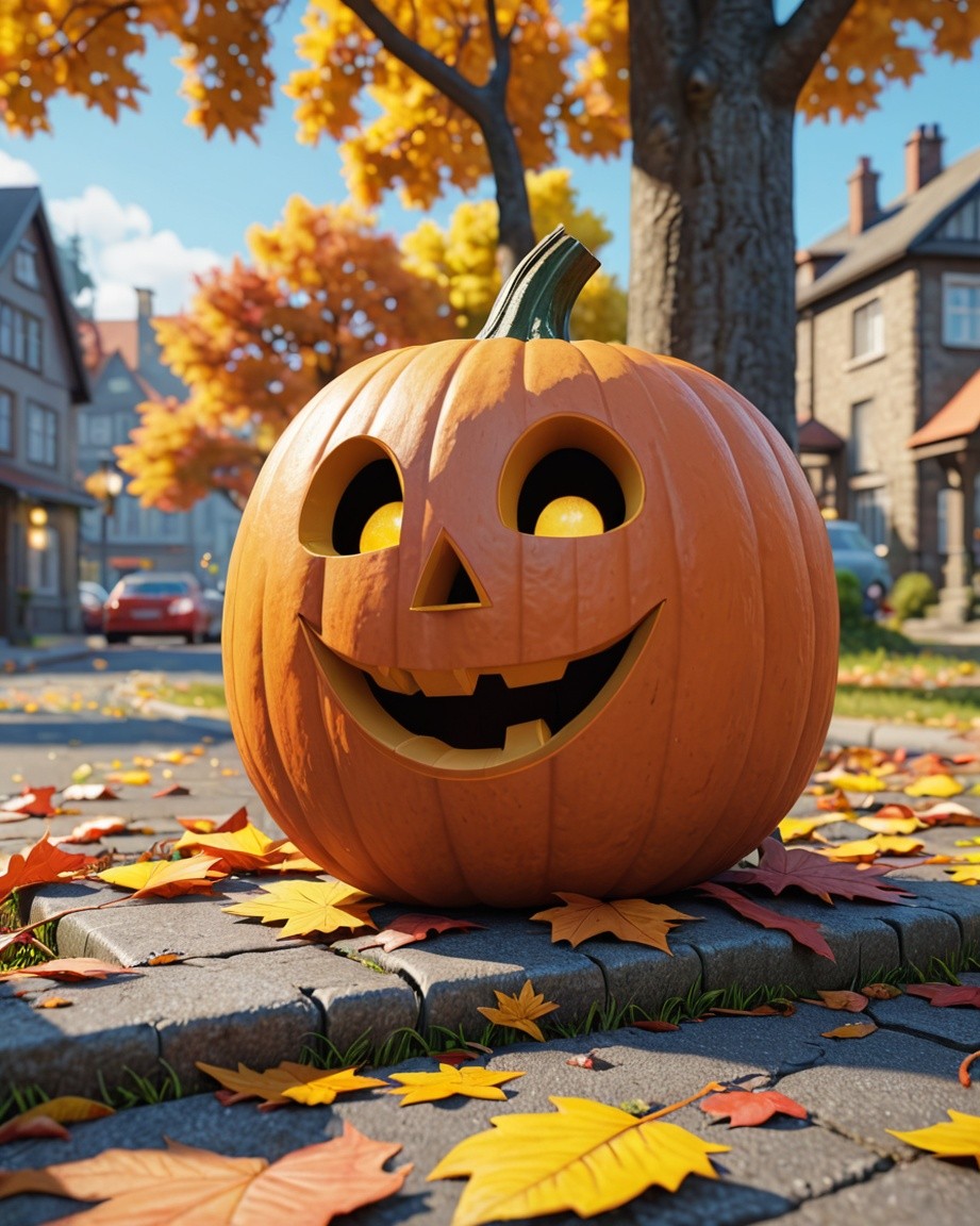 Sunlit Pumpkin's Autumn Grin