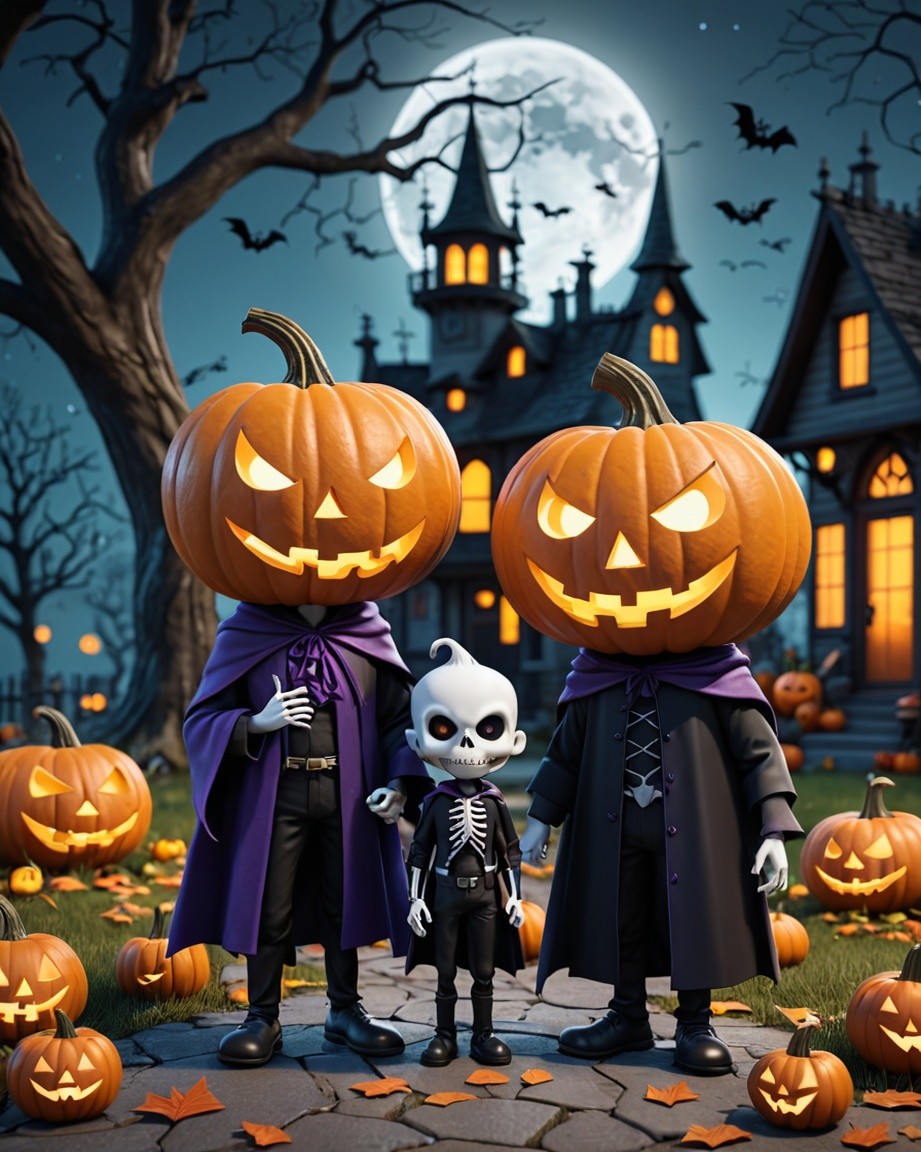 Moonlit Pumpkin Family