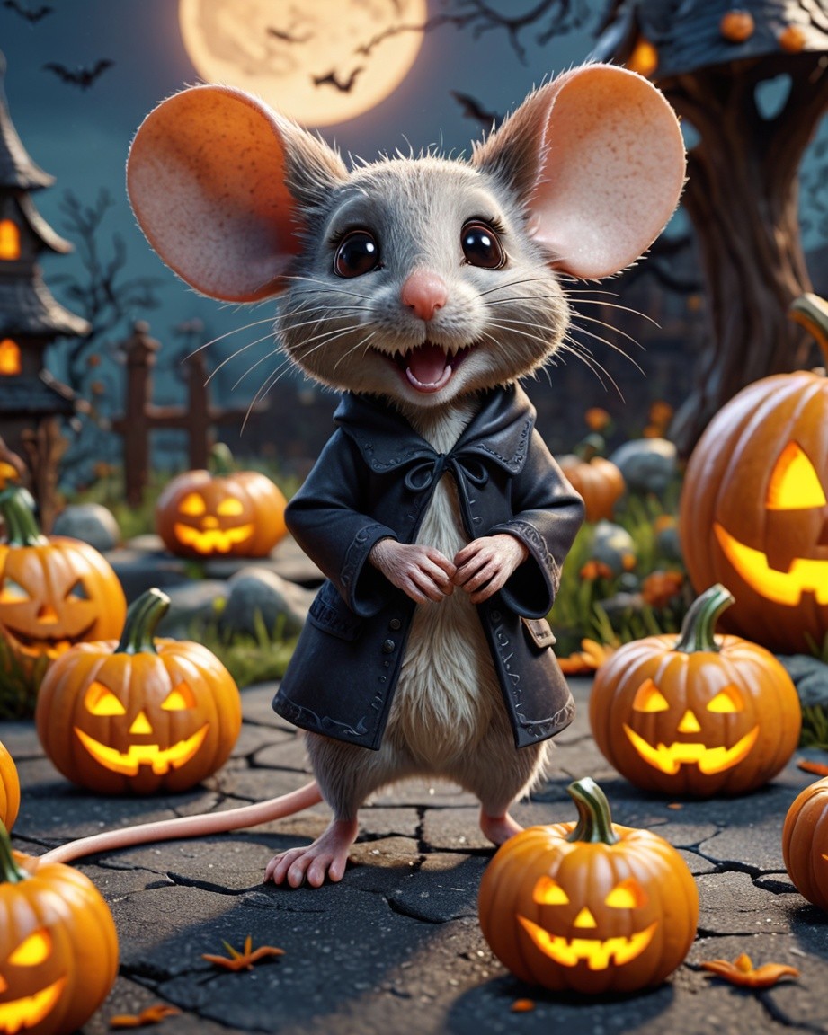 Glowing Pumpkin Mouse Night