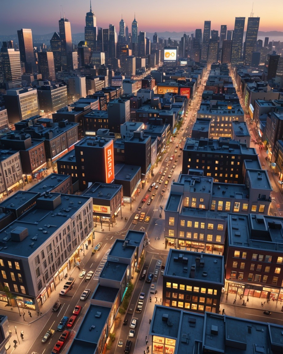 City Sunset Aerial