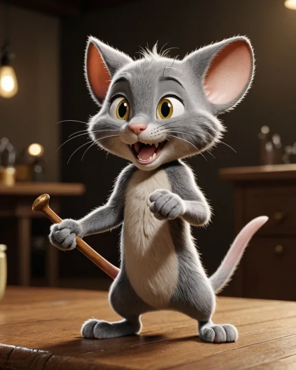 Excited Mouse with Bat