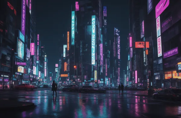 Vibrant Neon Dystopian Night